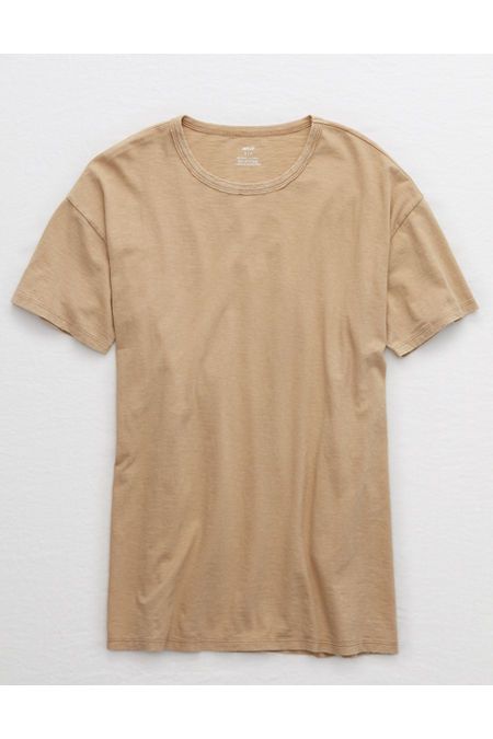 Aerie Boyfriend Distressed Oversized T-Shirt Women's Dark Tan L | American Eagle Outfitters (US & CA)