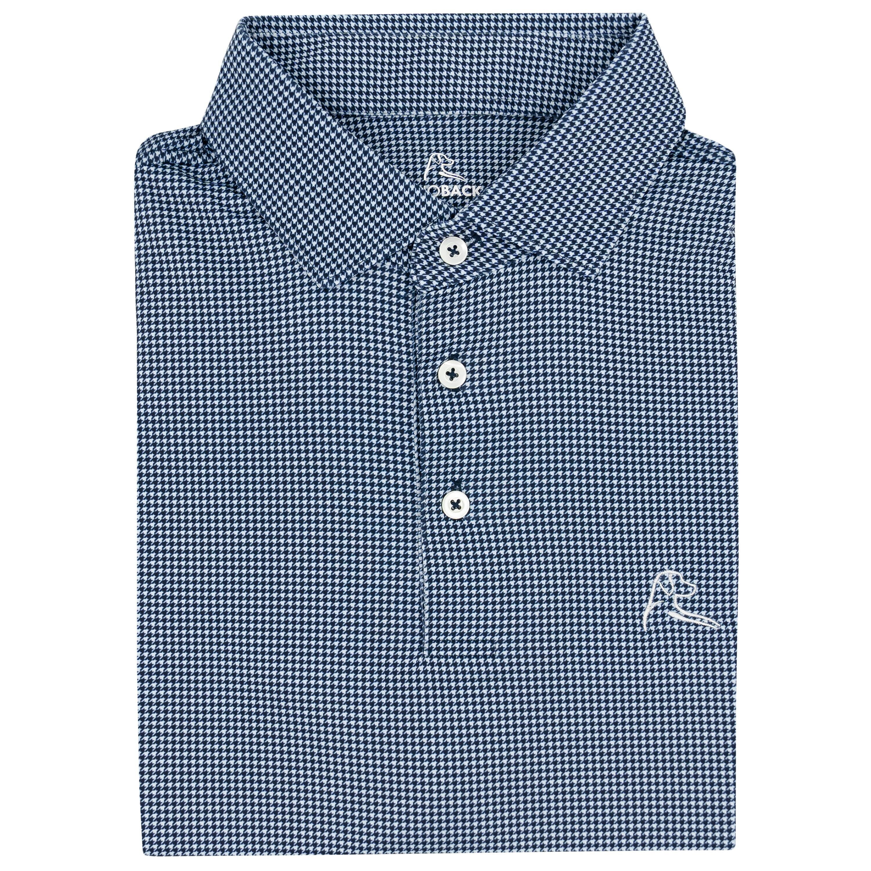 The Dogstooth Houndstooth Performance Polo - Fleet Navy/White | Rhoback | RHOBACK