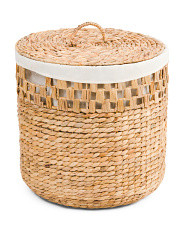 Round Hamper With Open Top And Rice Nut Bottom With Liner | TJ Maxx