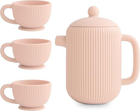 mushie Silicone Baby Tea Play Set | 4 Pieces Kitchen Play Toys for Toddlers 10 Months+ (Blush) | Amazon (US)