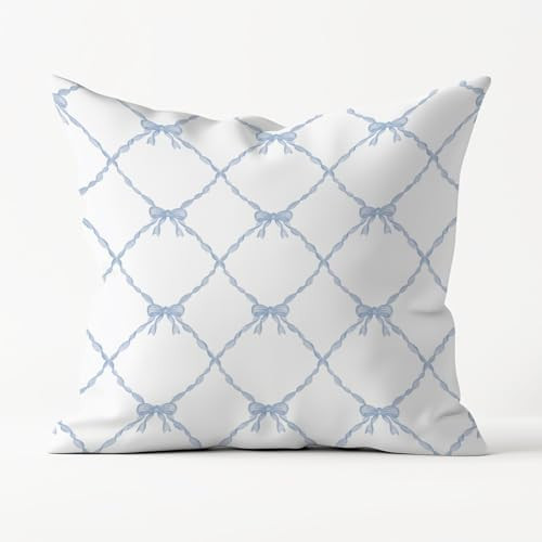 Blue Bow Throw Pillow Covers 18x18, Blue Bow Room Decor, Coquette Pillow Covers, Coquette Room De... | Amazon (US)