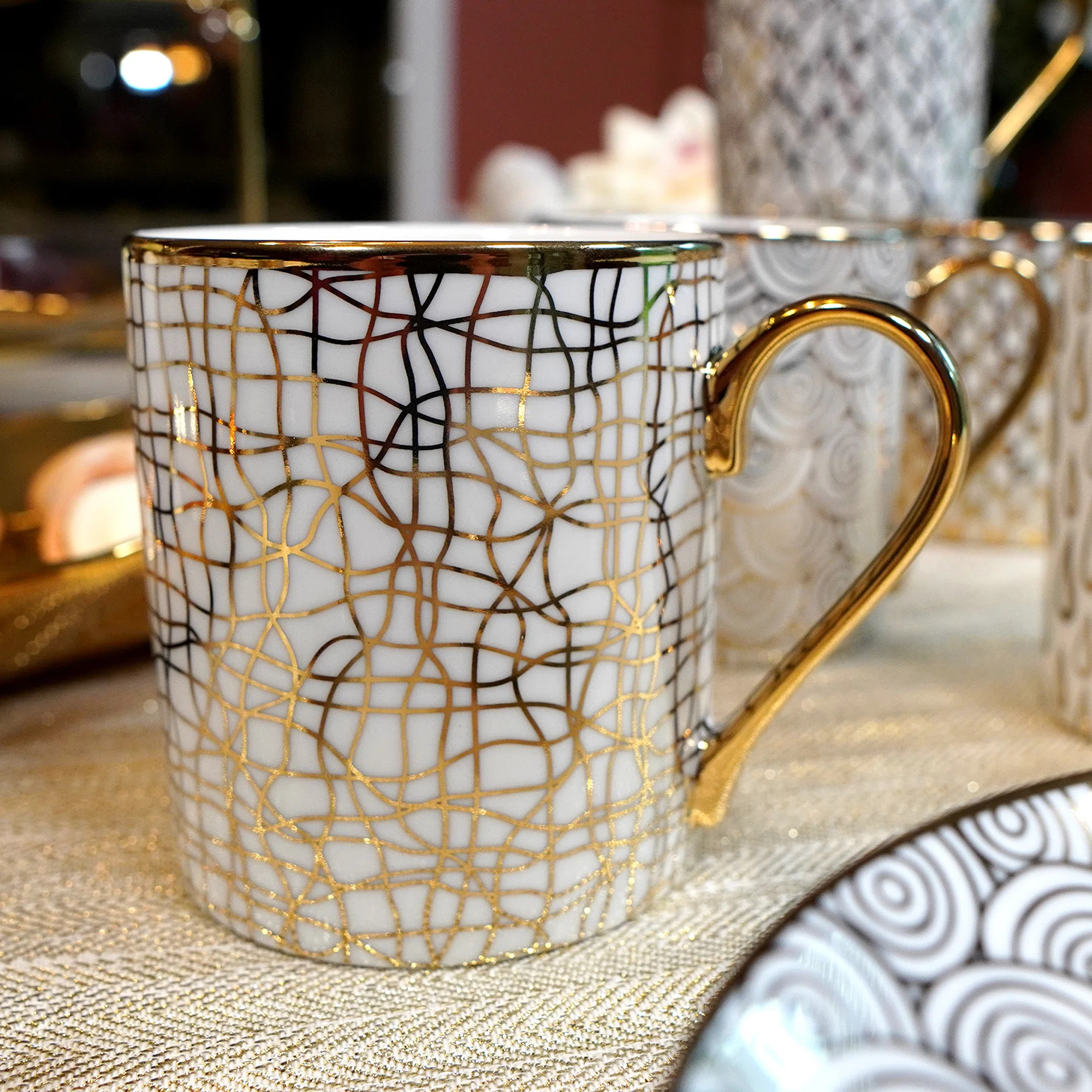 Certified International Mosaic Set Of 6  Gold Plated Mugs | Wayfair North America