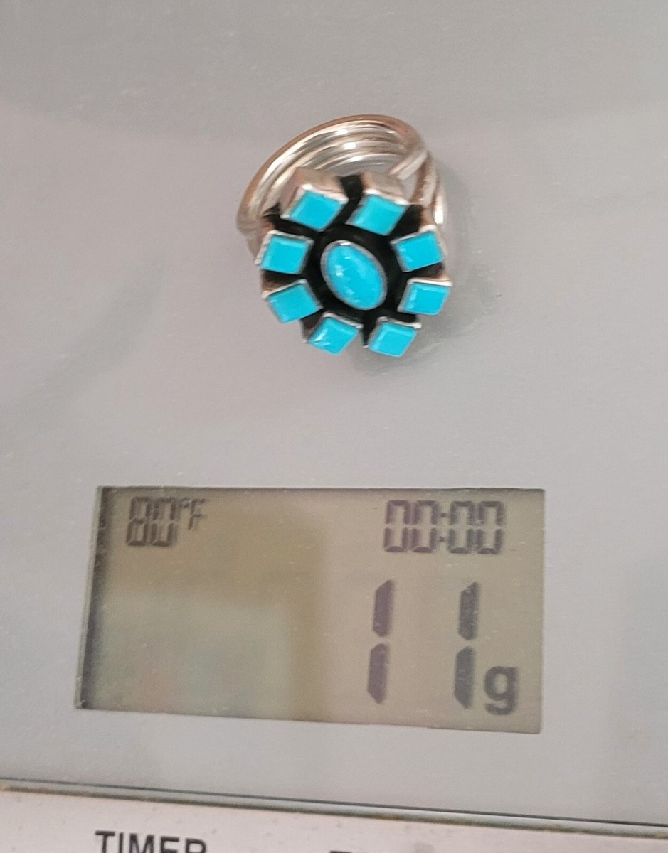 NAVAJO KINGMAN TURQUOISE  9 STONE RING BY LORETTA DELGARITO | eBay US