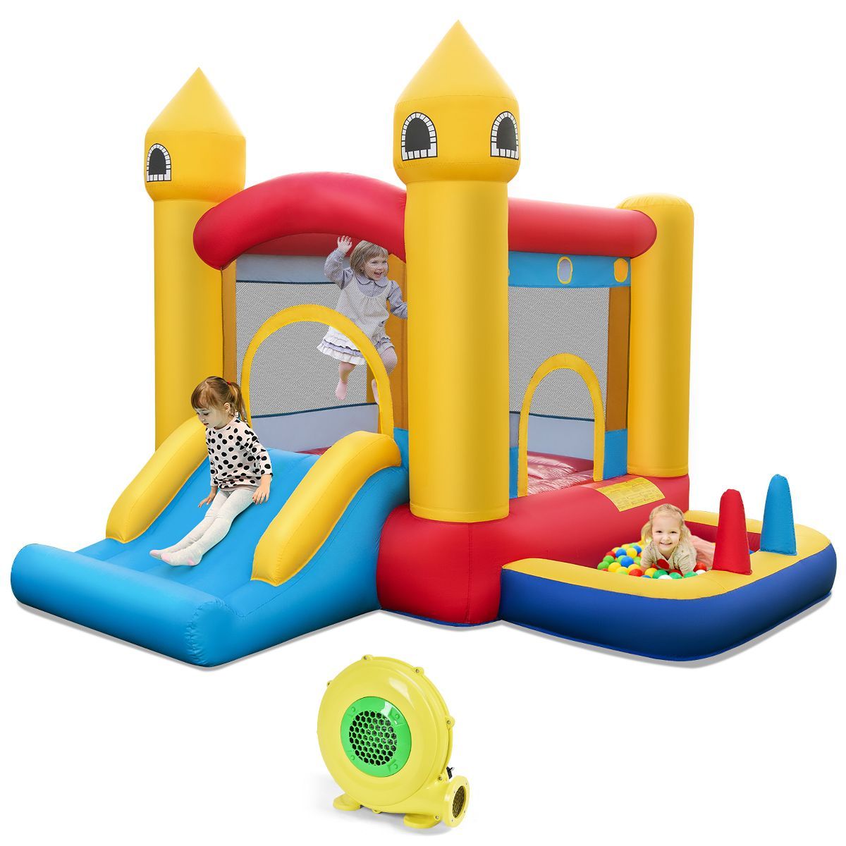 Costway Kids Bouncy Castle with  Slide & Ball Pit Ocean Balls & 480W Blower Included | Target