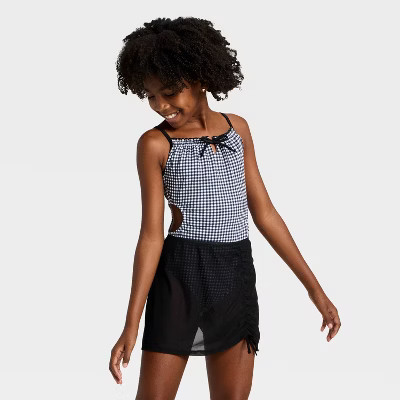 Girls' Gingham Love Swimwear Set - art class™ Black | Target
