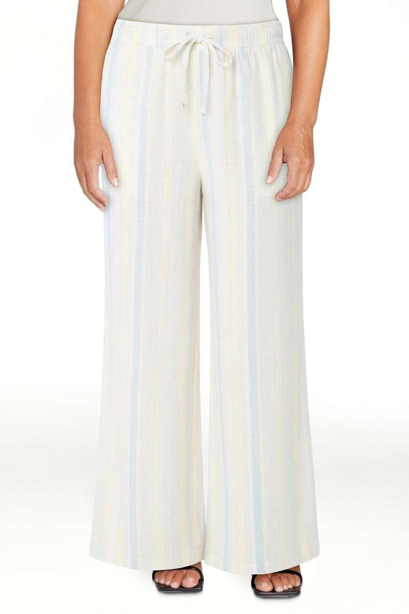 Celebrity Pink Women's Stripe Pull On Wide Leg Beach Pant, Sizes XS-XXXL | Walmart (US)