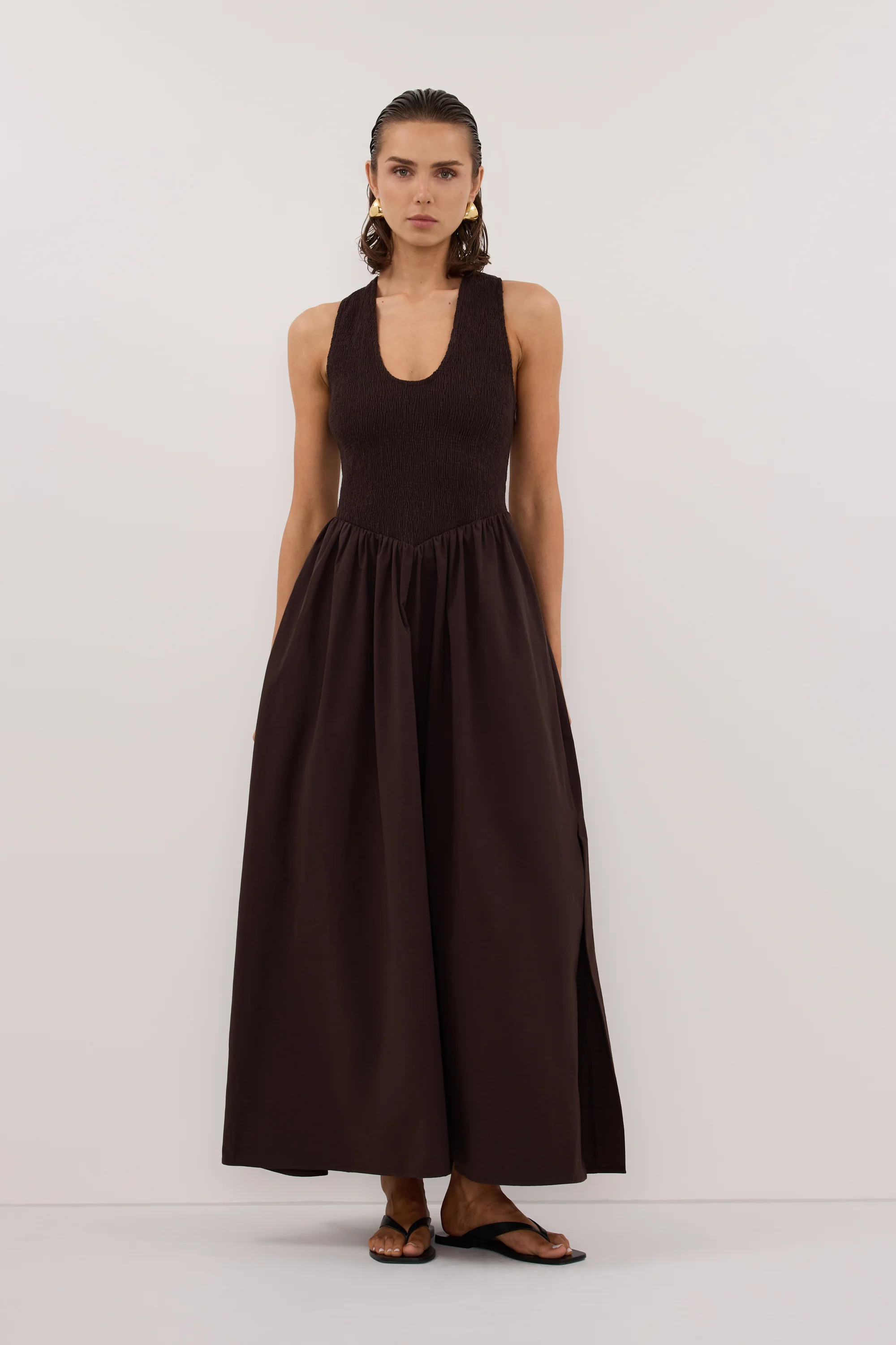 FLORENCE BURNT CHOC COTTON MIDI | DISSH