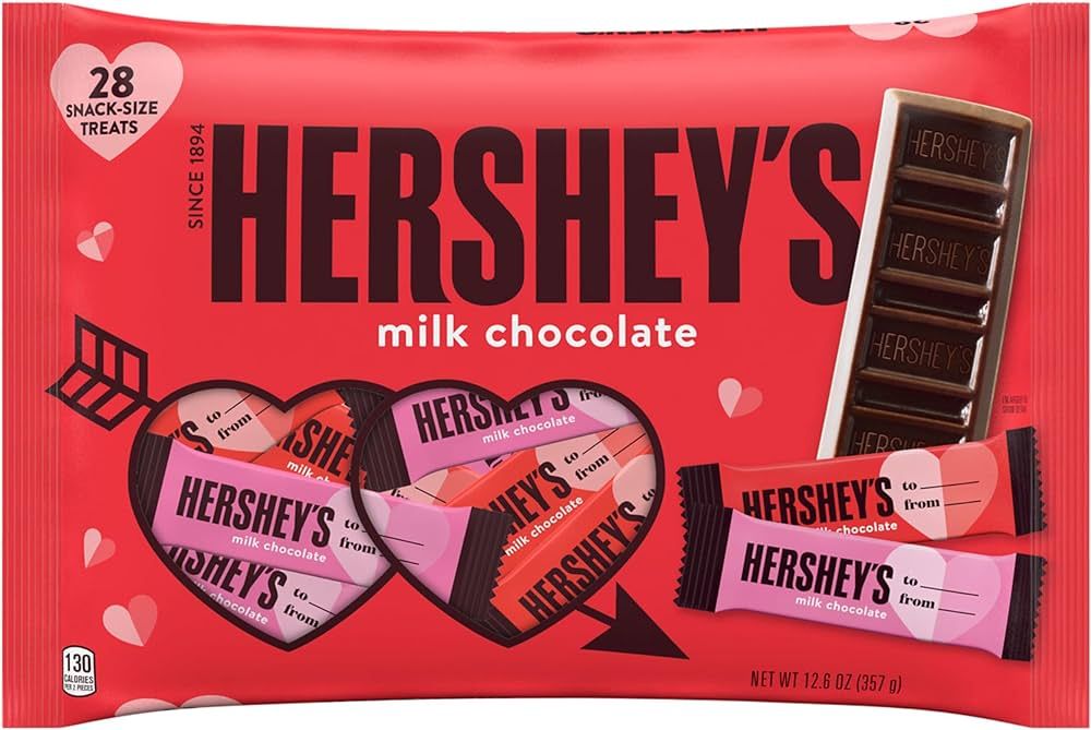 HERSHEY'S Milk Chocolate Snack Size, Valentine's Day Candy Bag, 12.6 oz (28 Pieces) | Amazon (US)