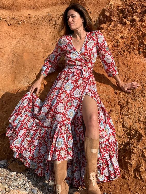 long sexy wrap dress, goddess dress , boho  wrap dress , flower boho long beachwear, resortwear | Etsy (NL)