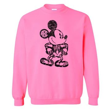 Monogrammed 'Mickey Skeleton' Crewneck Sweatshirt | United Monograms