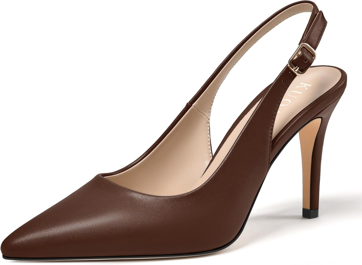 KUOARN Slingback Heels for Women Pointed Toe Stiletto Pumps High Heels | Amazon (US)