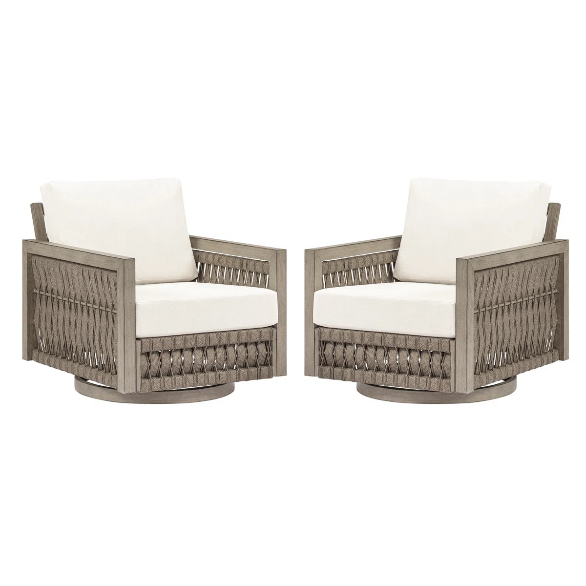 Seehill Swivel Patio Chairs Set Of 2, Outdoor Aluminum Swivel Chairs With Washable Cushions, 2 Pi... | Wayfair North America