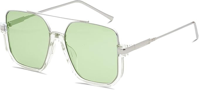 Unisex Retro Square Aviator Sunglasses for Women Men Oversized Trendy Fashion 70s Tinted Shades | Amazon (US)