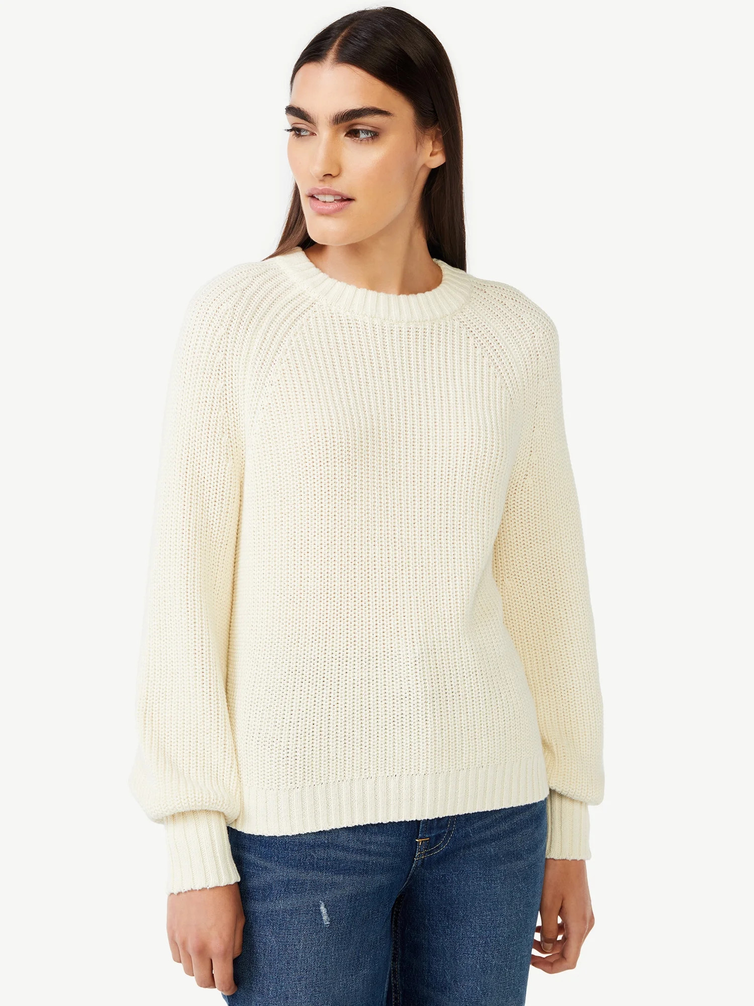Free Assembly Women’s Shrunken Raglan Sweater with Long Sleeves | Walmart (US)
