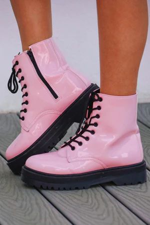 More Encouragement Combat Boots: Pink | Shophopes