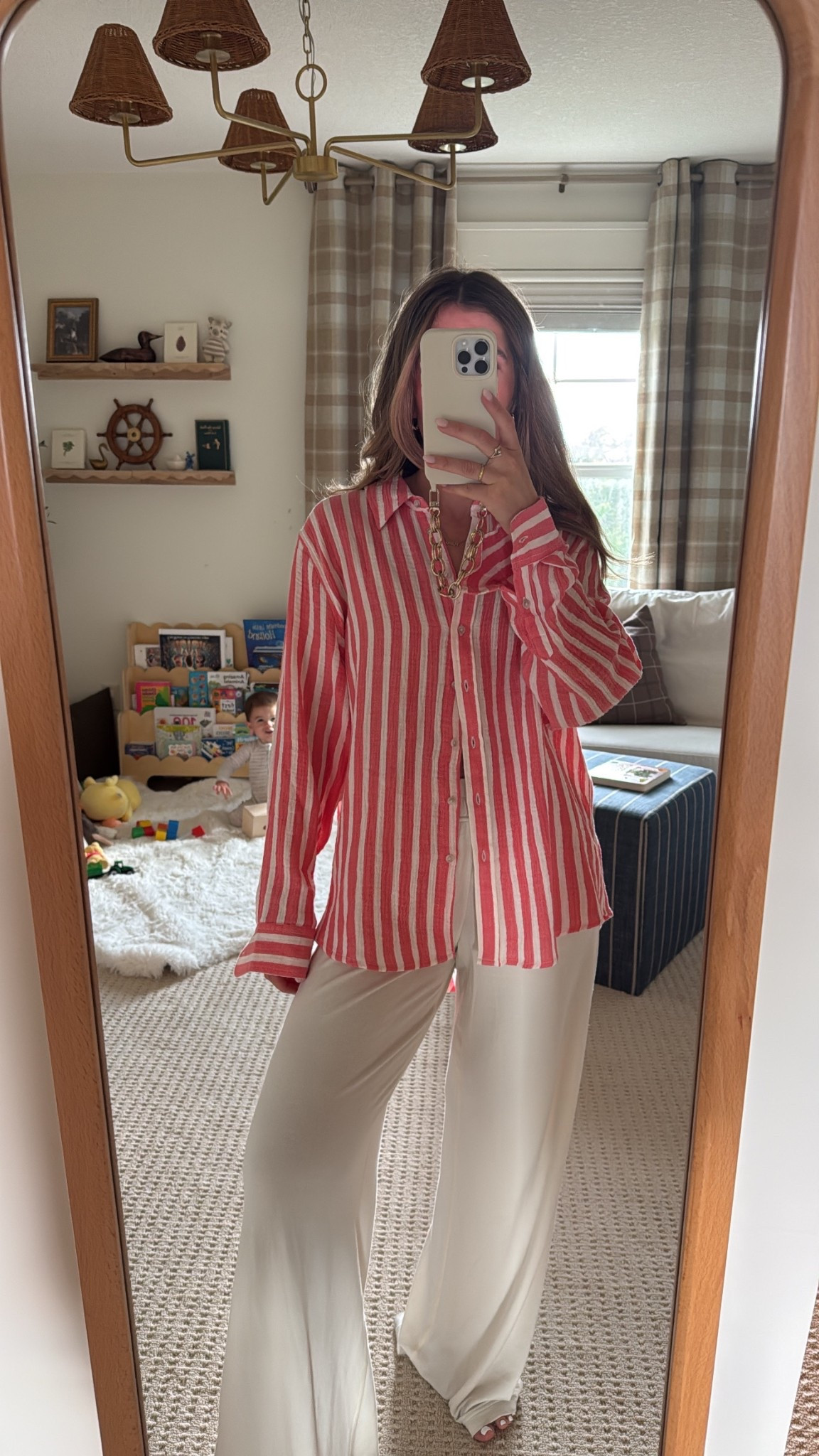 Mom uniform! Wearing a medium in the shirt. Seriously need a button down like this in every color! 

#LTKFindsUnder50 #LTKSeasonal #LTKSummerEdit