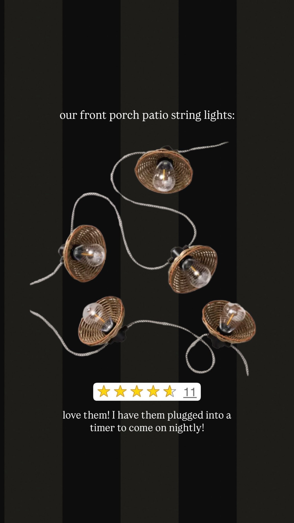 Love love love these! The rattan shade fits in so perfectly with my style & they’re gorgeous at night! 🤎💡🤩 I have two sets strung out front! 

Summer home / string lights / target / magnolia / hearth and hand / patio / porch decor / neutrals / Holley Gabrielle 

#LTKHome #LTKStyleTip #LTKFindsUnder50