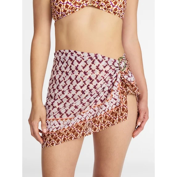 Time and Tru Women's and Women's Plus Mini Sarong Coverup with Ring Buckle, Sizes S/M-1X/2X | Walmart (US)