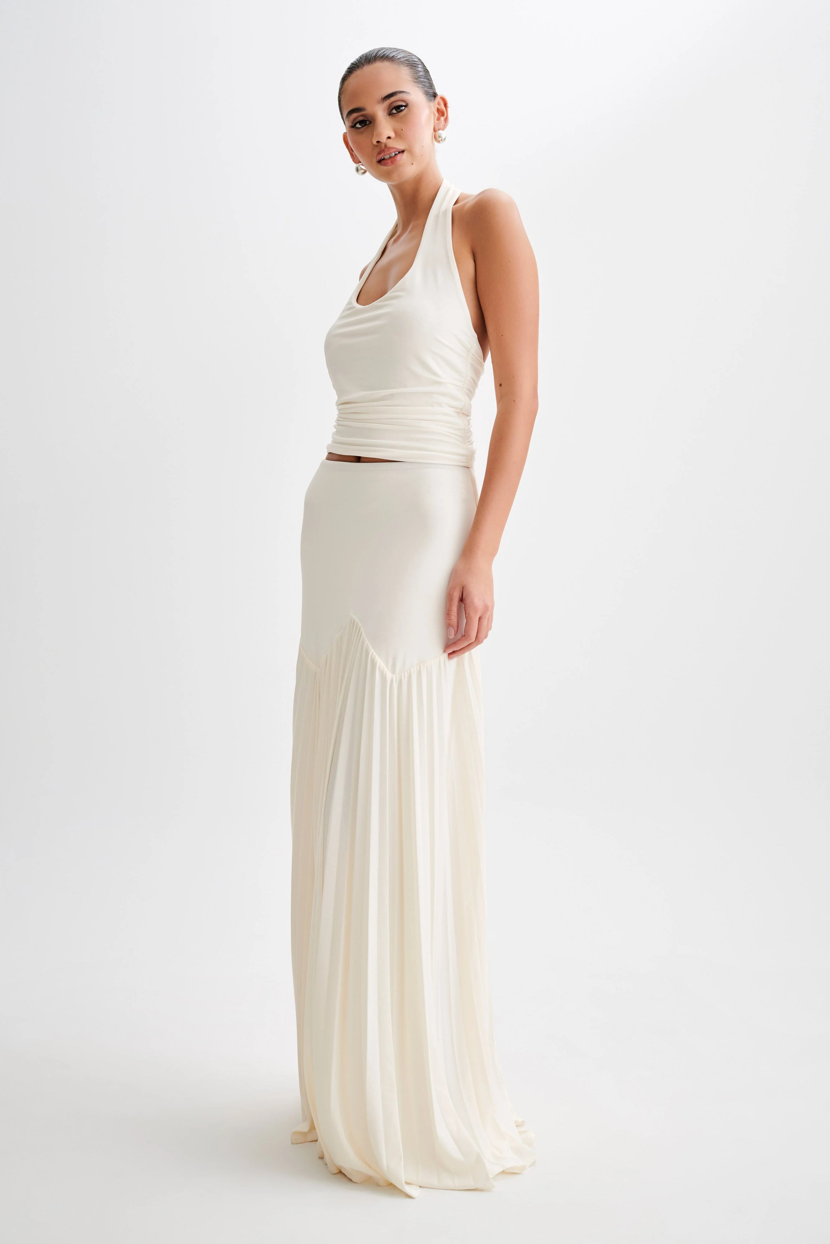 Marie Slinky Halter Top - Ivory | MESHKI US