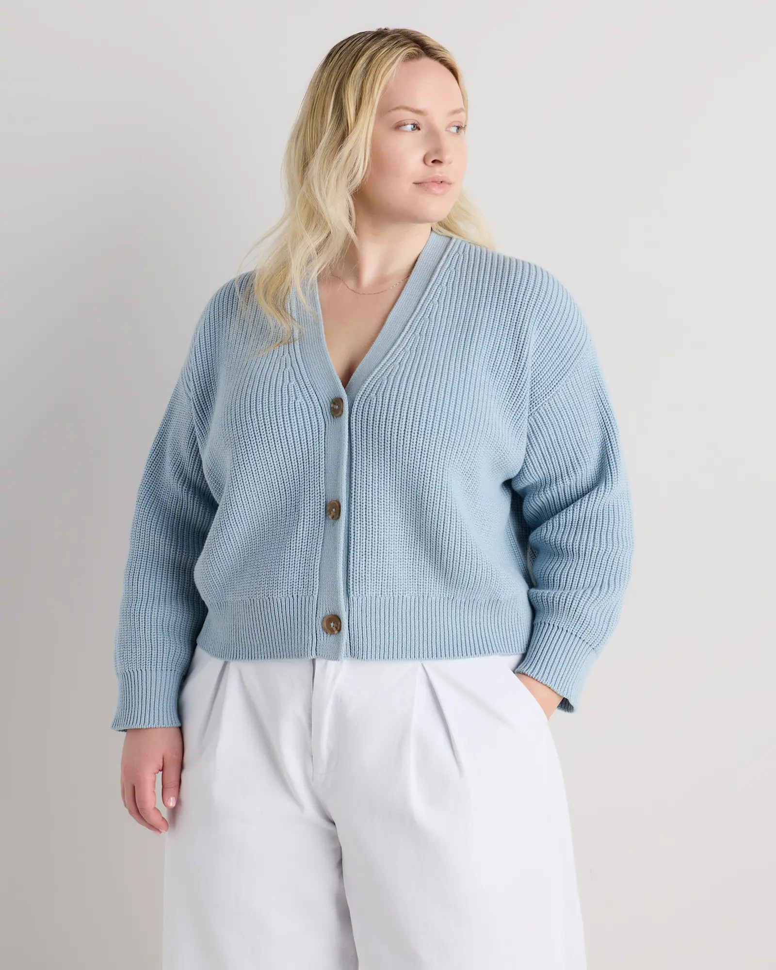 100% Organic Cotton Fisherman Boxy Cropped Cardigan | Quince