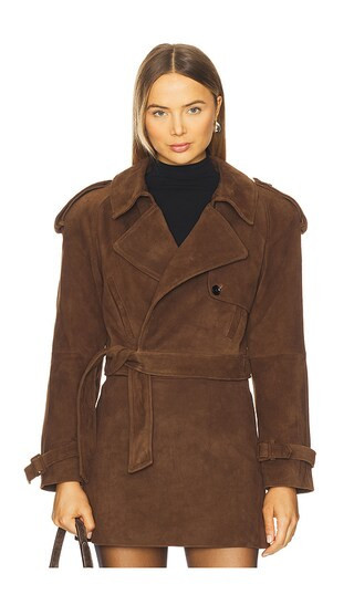 Susanna Chow Natasha Suede Jacket in Brown. - size S | Revolve Clothing (Global)
