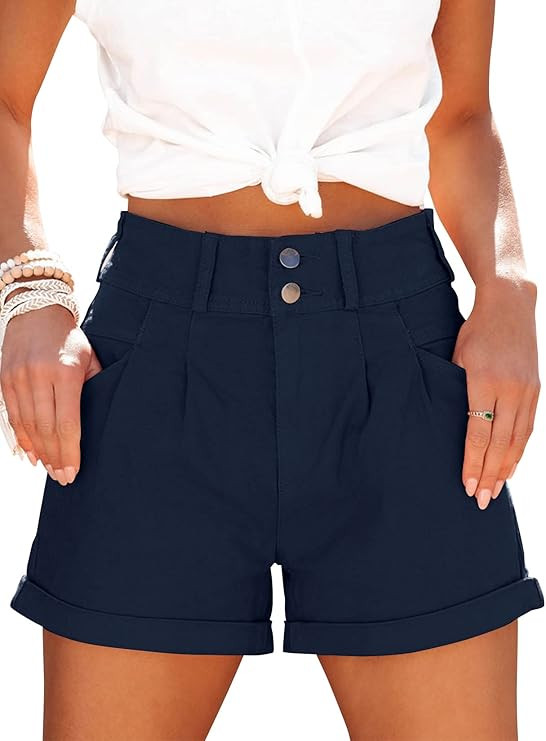Womens Relaxed Fit Casual High Waist Pocketed Denim Shorts | Amazon (US)