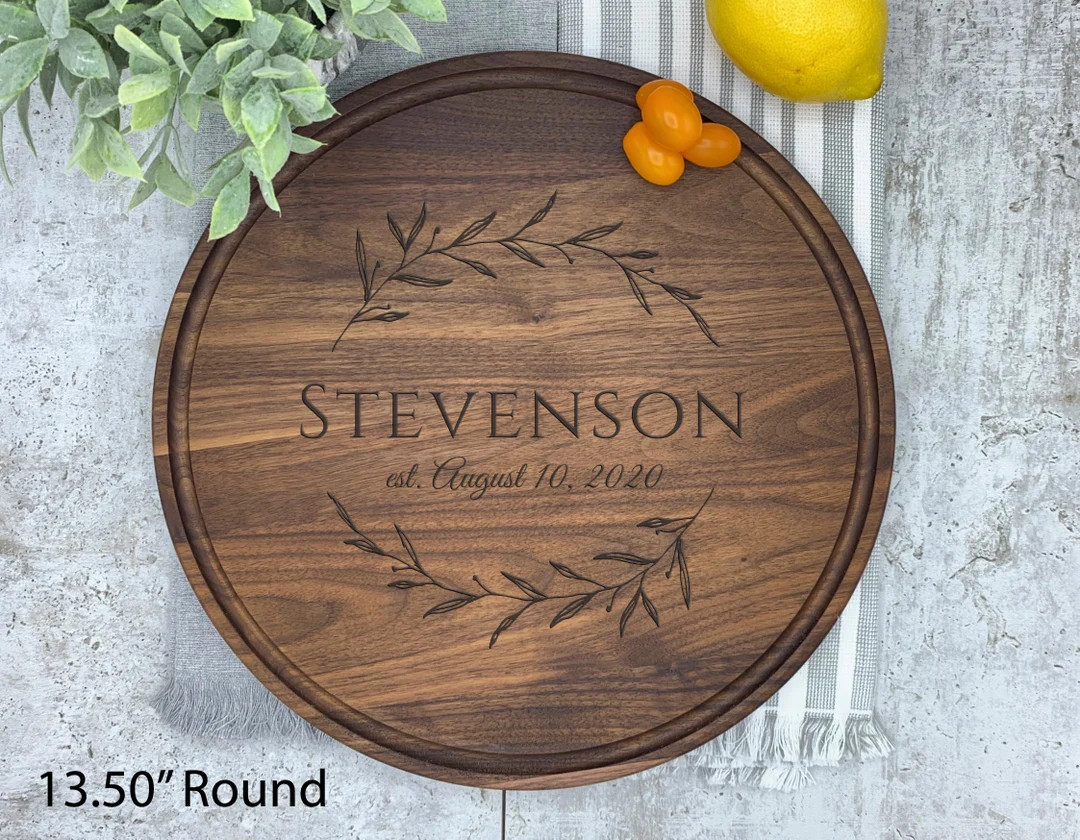 Charcuterie Board Round Large, Walnut Cutting Board Round, Cutting Board Personalized Wedding Gif... | Etsy (US)