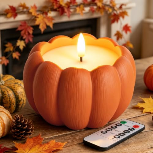Fall Decor, Fall Decorations for Home - Terracotta Flameless Pumpkin Candle | Amazon (US)