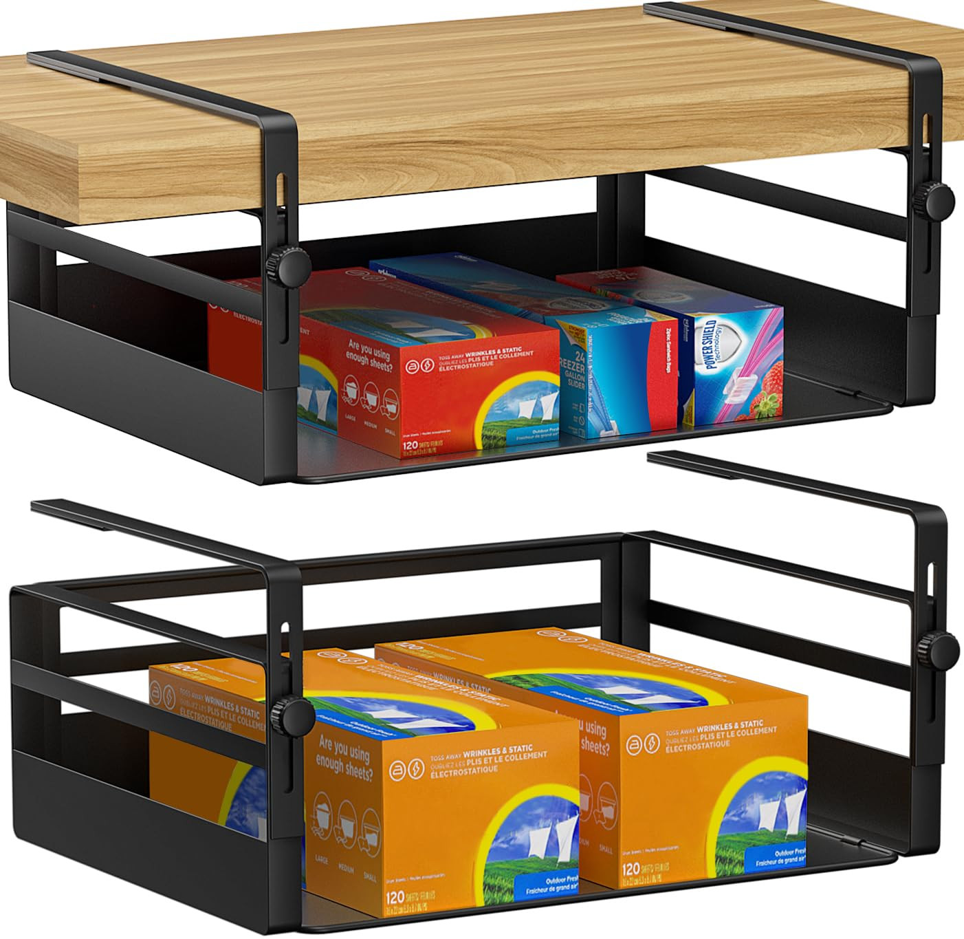 2 Pack Under Shelf Basket Organizers,Adjustable Hanging Under Cabinet Add-on Storage Racks Slide-... | Amazon (US)