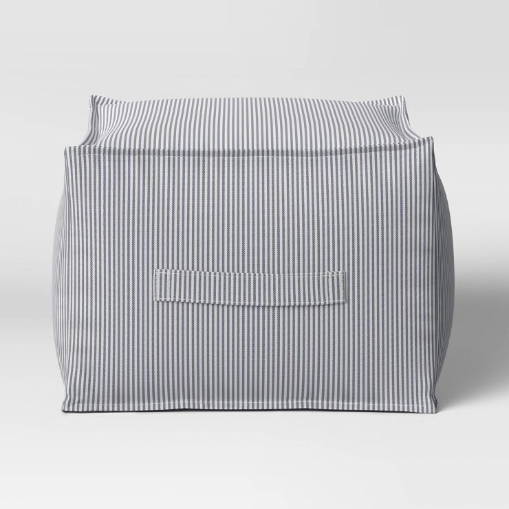 Veranda Stripe Outdoor Pouf DuraSeason Fabric™ Navy - Threshold™ | Target