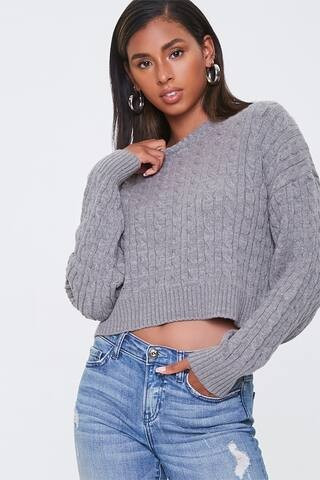 Cable Knit Drop-Shoulder Sweater | Forever 21 (US)
