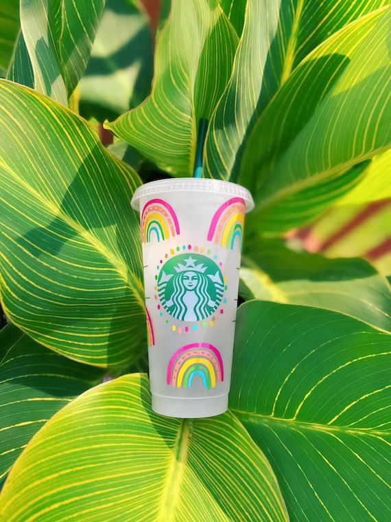 Tropical Boho Rainbow Starbucks Cup Rainbow Custom Starbucks | Etsy | Etsy (US)
