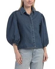 Denim Puff Sleeve Shirt | TJ Maxx