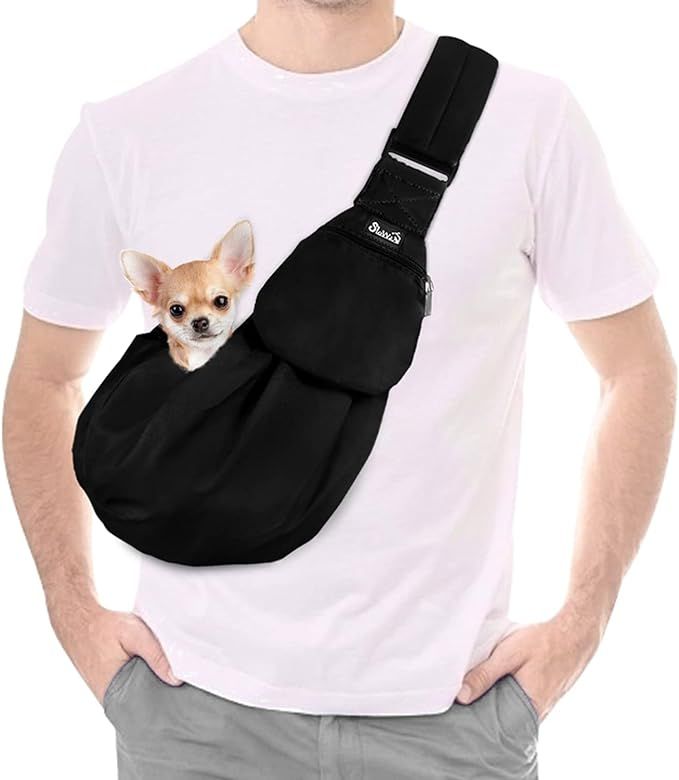 Lukovee Pet Sling, Hand Free Dog Sling Carrier Adjustable Padded Strap Tote Bag Breathable Cotton... | Amazon (US)