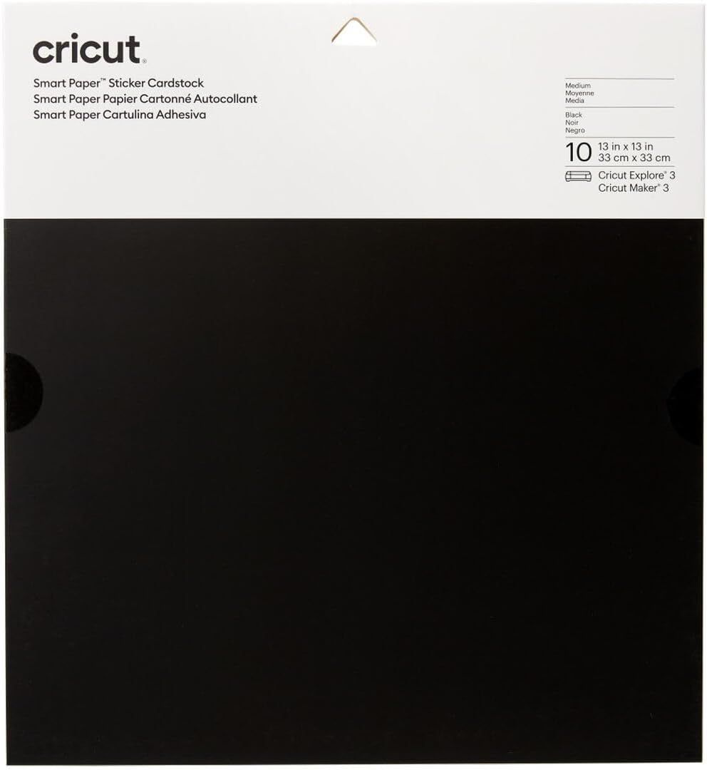 Cricut Smart Paper Sticker Cardstock | 10 Sheets | 33cm x 33cm | Black | Amazon (US)