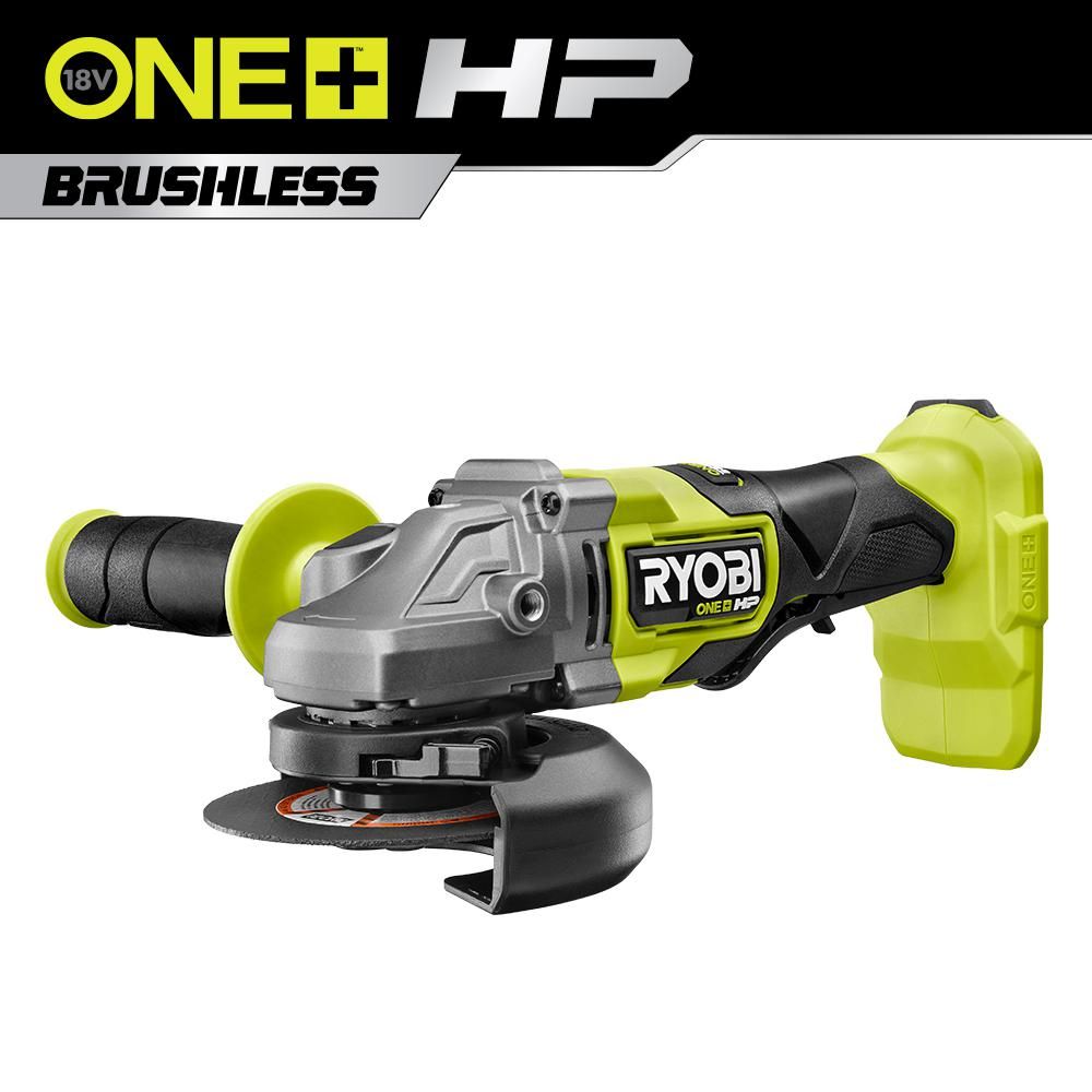 RYOBI ONE+ HP 18V Brushless Cordless 4-1/2 in. Angle Grinder (Tool Only)-PBLAG01B - The Home Depo... | The Home Depot