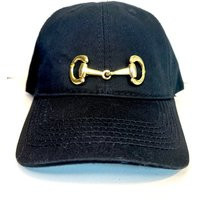 Equestrian Baseball Cap Black Cotton Hat With Gold Horse Bit | Etsy (US)