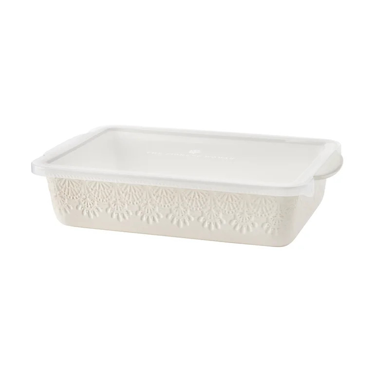 The Pioneer Woman Vintage Lace 9\u201d x 13\u201d Ceramic Casserole Dish, Baking Dish with Lid, L... | Walmart (US)