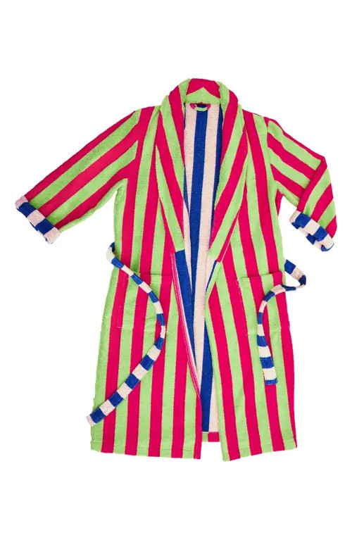 Dusen Dusen Stripe Terry Bathrobe in Garden Stripe at Nordstrom, Size Large | Nordstrom