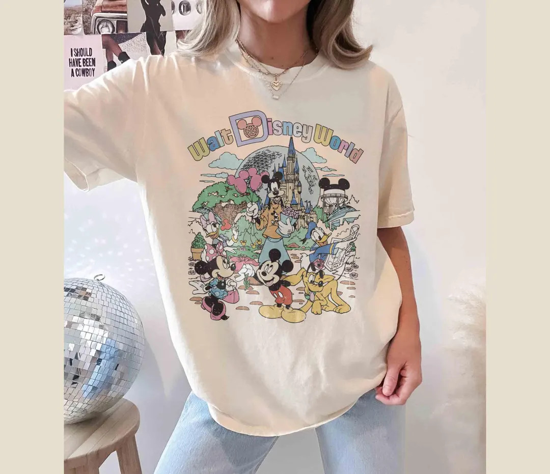 Retro Walt Disneyworld Comfort Colors Shirt, Vintage Disneyworld Shirt, Mickey and Friends Shirt,... | Etsy (US)