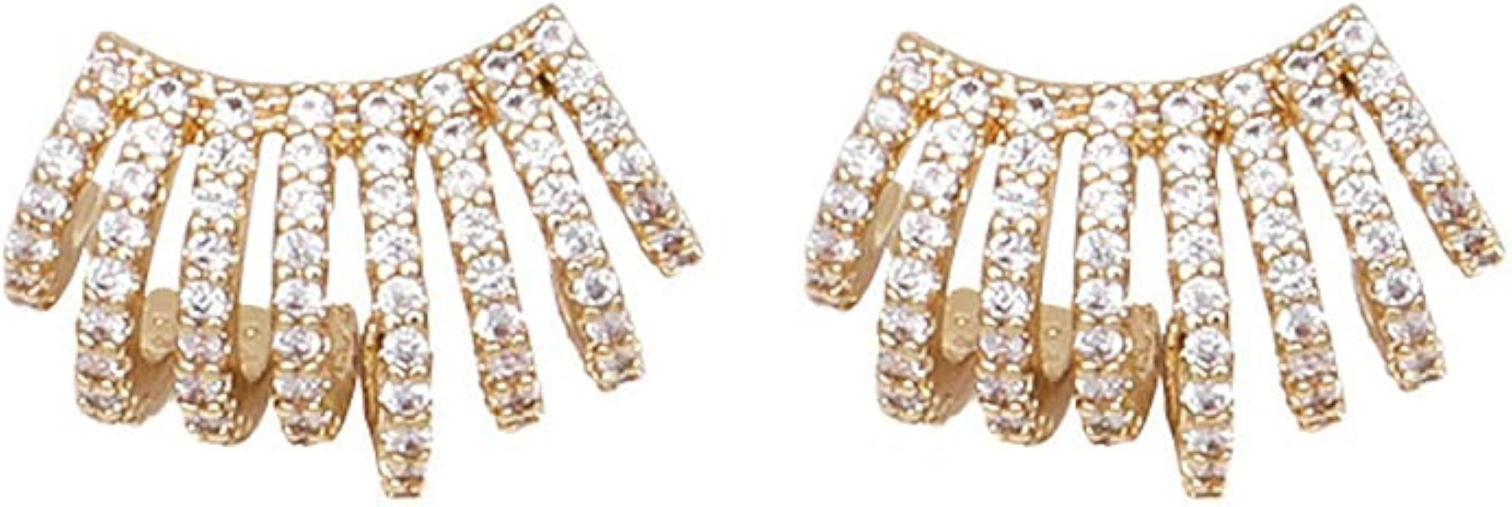 Claw Cuff Stud Earrings for Women, Zircon Needle Earrings for Women,Rhinestone Ear Wrap Cuff Pier... | Amazon (US)