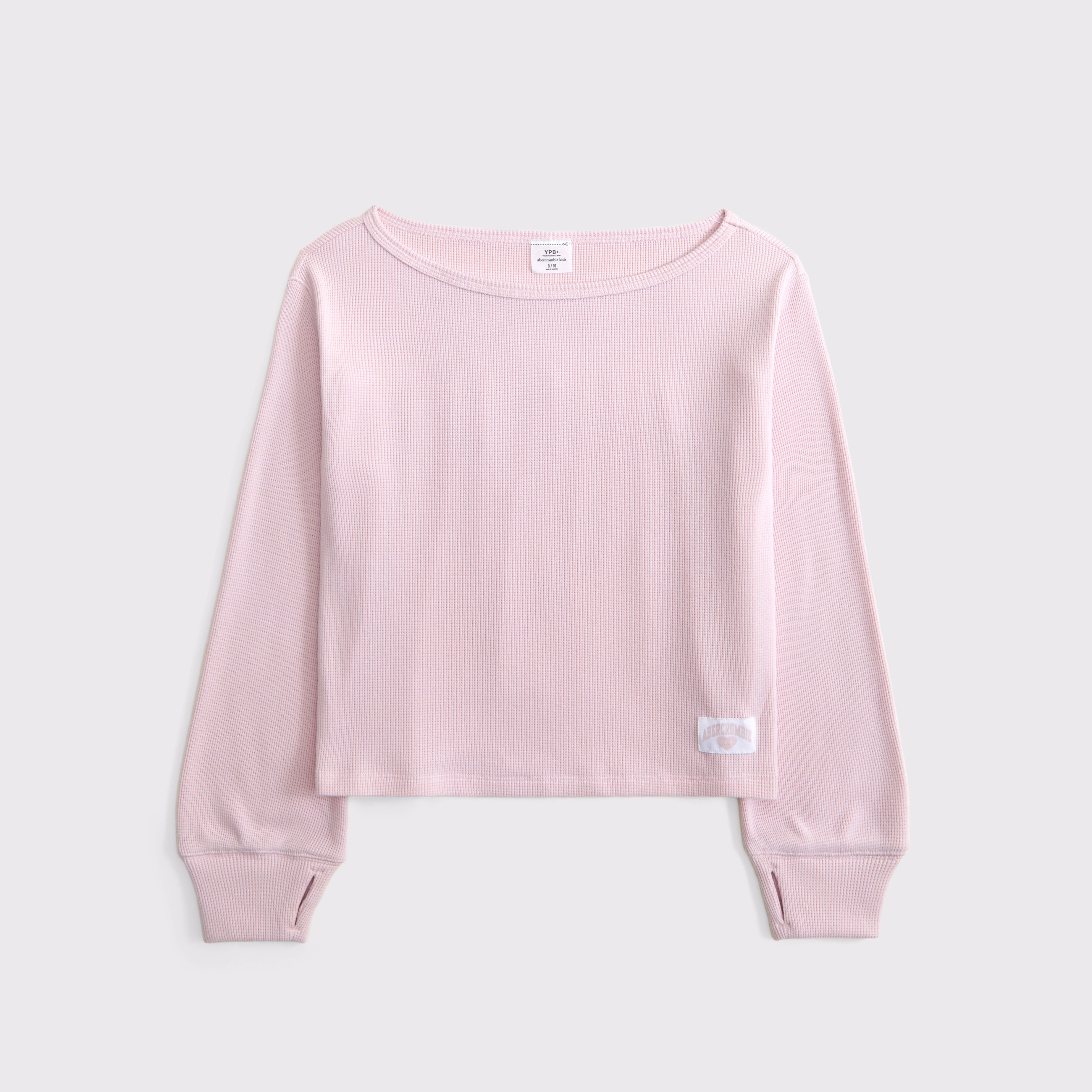 cropped waffle off-the-shoulder sweatshirt | Abercrombie & Fitch (US)