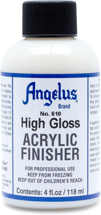 Angelus Brand Acrylic Leather Paint High Gloss Finisher No. 610 - 4oz, Packaging may vary | Amazon (US)