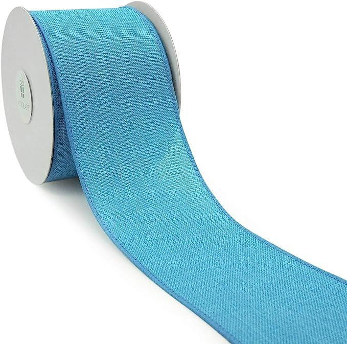 CT CRAFT LLC Plain Faux Jute Burlap Wired Ribbon (2.5 inch x 10 Yards) - Turquoise, for Christmas... | Amazon (US)