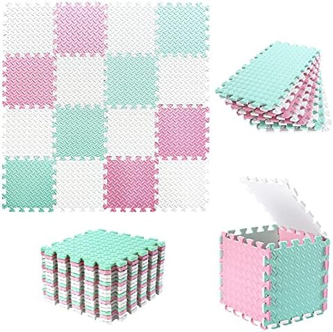 Tamiplay 16 Tiles Foam Play Mat, 0.4 Inch Thicked Interlocking Floor Mats with Solid Colors, Squa... | Amazon (US)