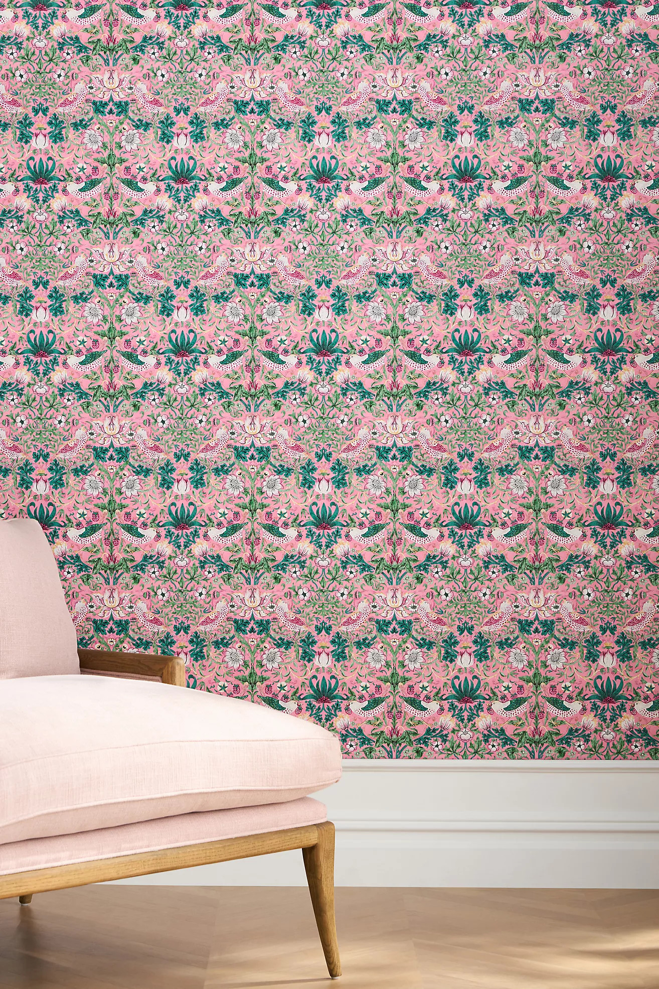 Morris & Co. Strawberry Thief Birds Wallpaper | Anthropologie (US)