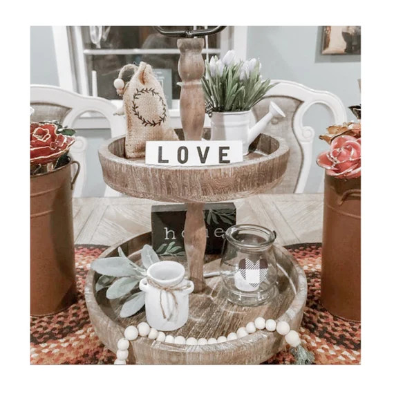 Two Tiered Tray, Tiered Tray, Easter Decor, Rustic Easter, Baby Shower Decor, Spring Decor, Farmh... | Etsy (US)