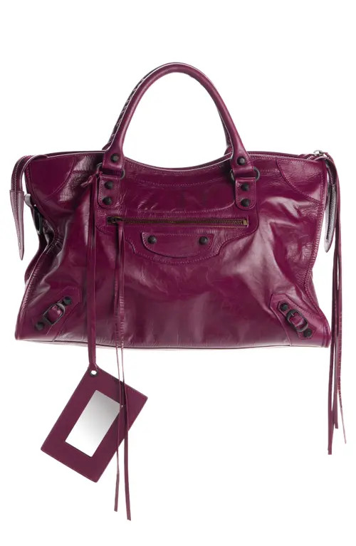 Balenciaga Medium Le City Leather Satchel in Plum/biscuit at Nordstrom | Nordstrom