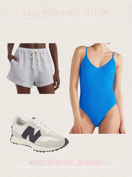 Walmart neon blue swimsuit, grey cotton lounge shorts, new balance shoes 

#LTKActive #LTKSwim #LTKStyleTip