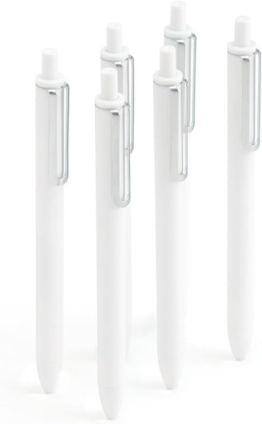 Poppin Retractable Gel Luxe Pens, White, Package Of 6, Black Ink | Amazon (US)